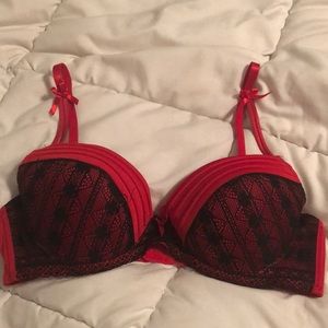 Black and Red Push up Bra